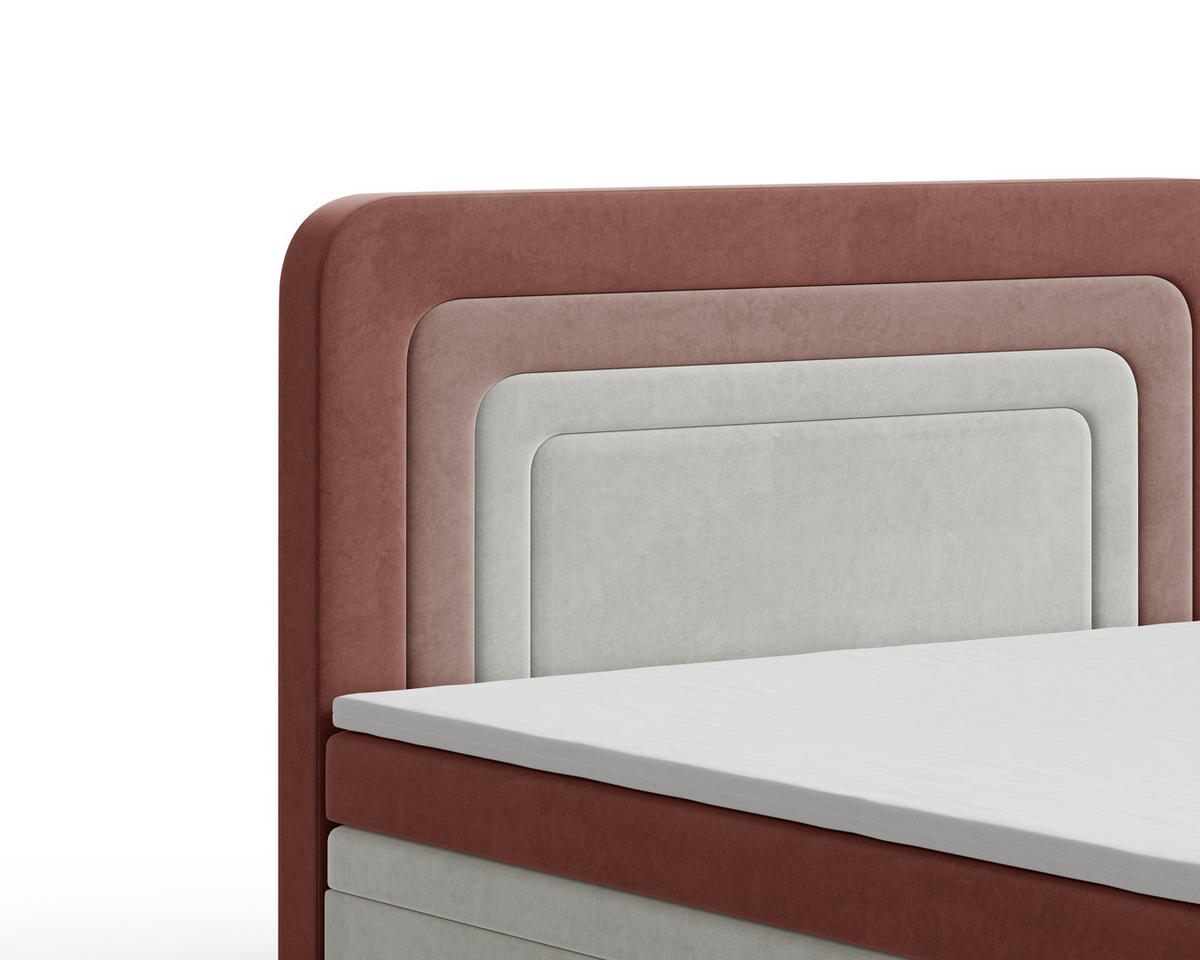 BOXBETT - Bett 10 NEST - Riviera - 140x200 cm - Modernes Polsterbett mit Bettkasten - Rosa, Holz (140/200cm) - ROYAL24_MARKT