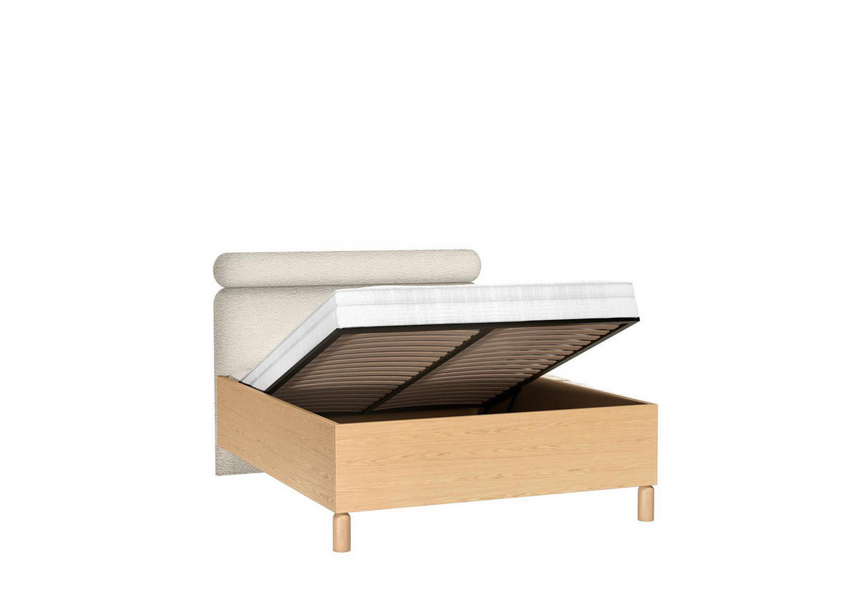 POLSTERBETT Sanden Eiche, mit Kopfteil und Bettkasten, 160x200 - Eichefarben, Holzwerkstoff - Bettso