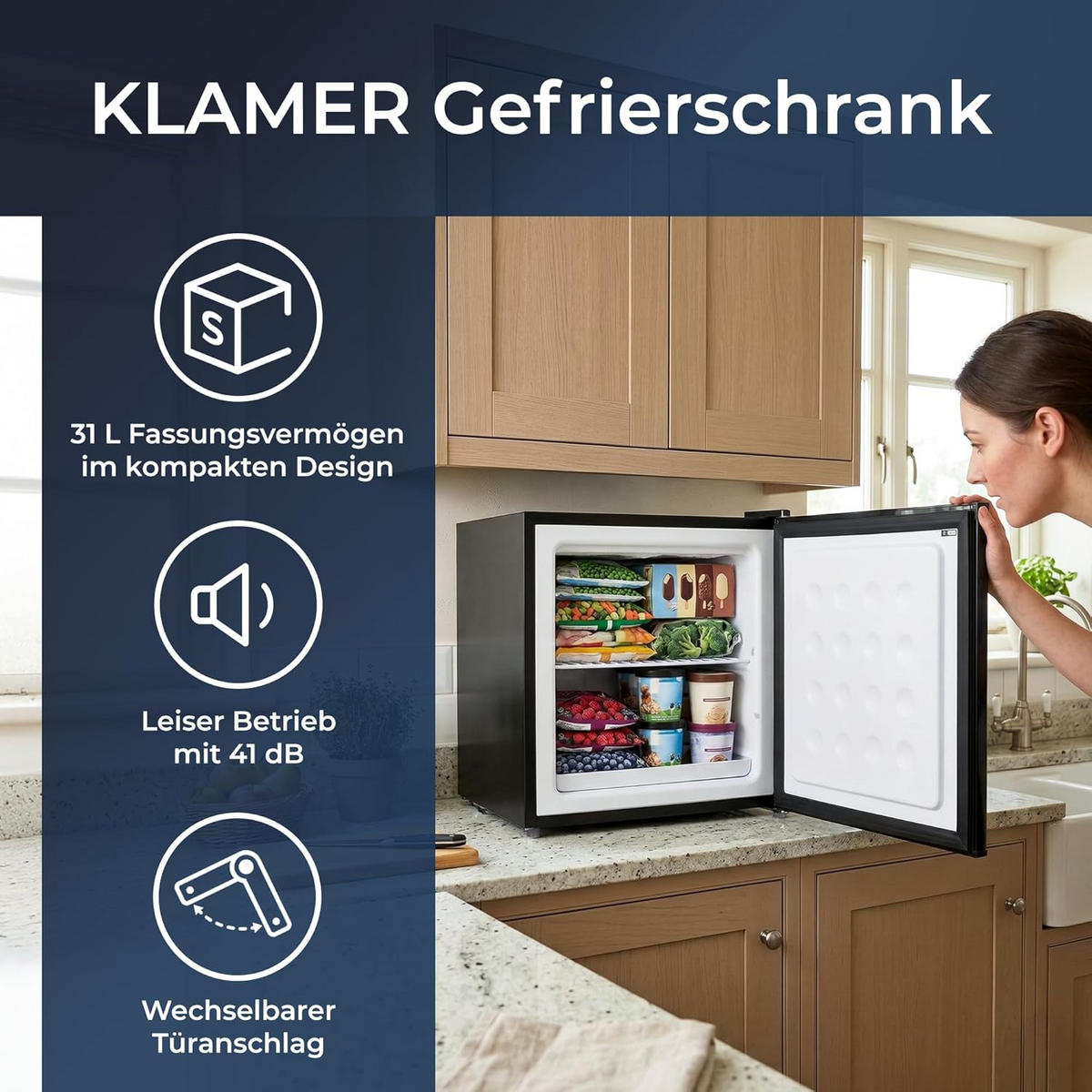 MINIGEFRIERSCHRANK 31L Schwarz - Schwarz, Metall (45/48/47cm) - KLAMER