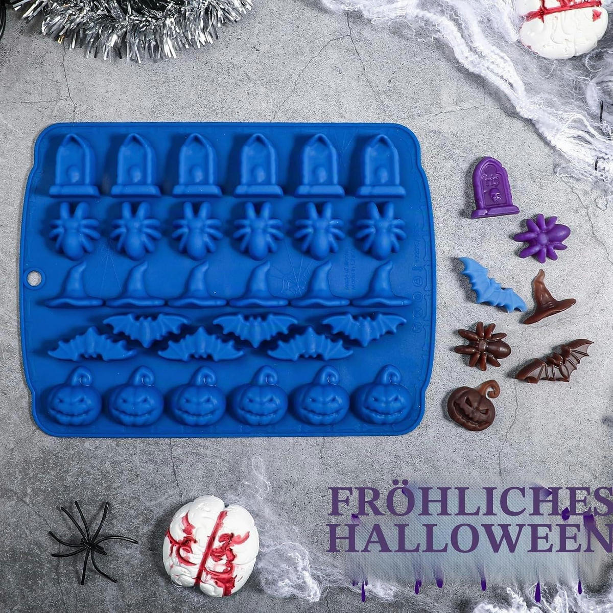 BACKFORM 2-teiliges Set Silikon Halloween Motive - Blau, Kunststoff