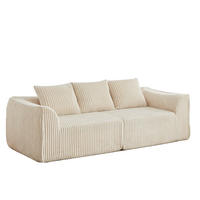 3-SITZER SOFA Cord Beige mit Kissen - Beige, Textil (235.5/72.5/101cm) - WISHDOR