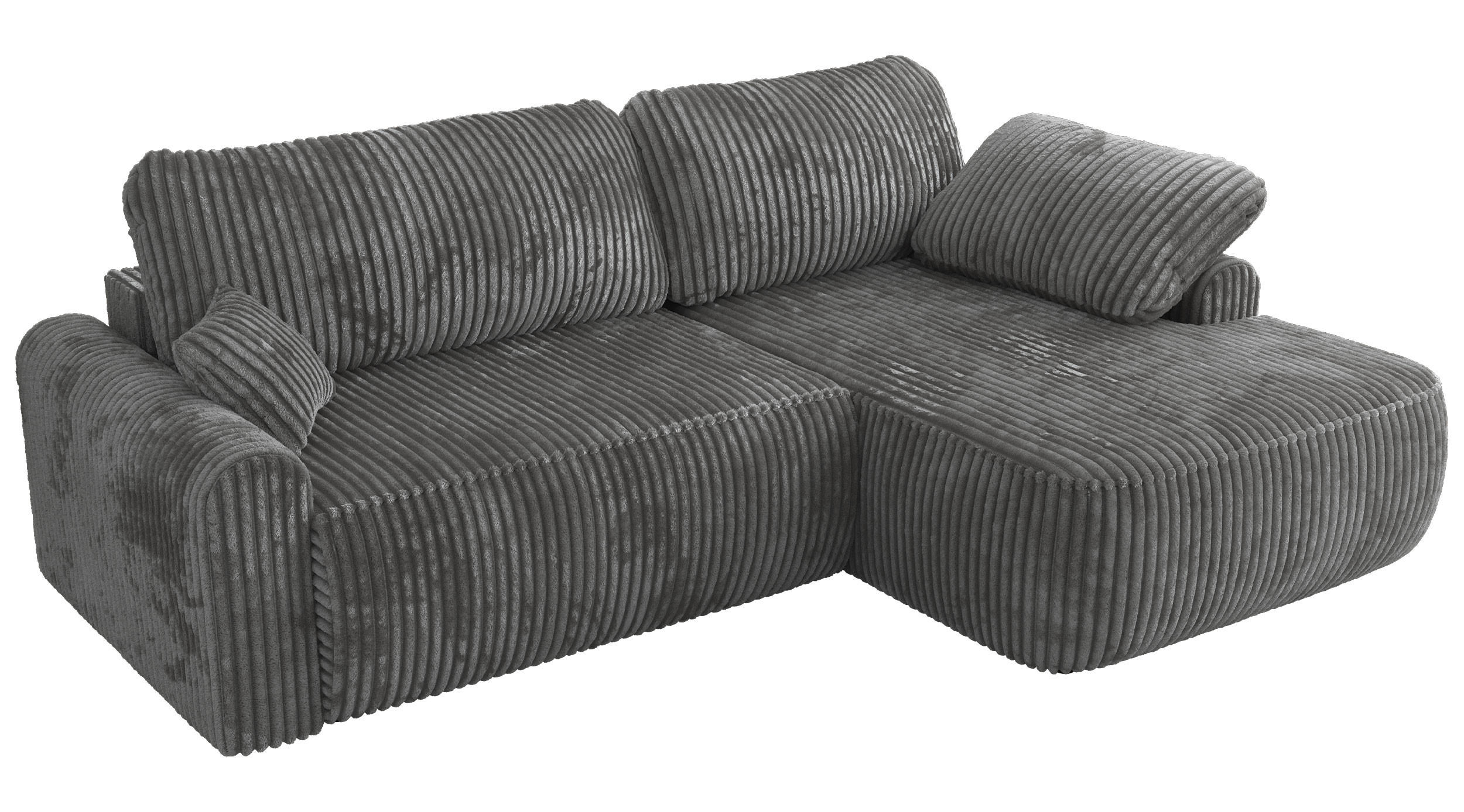 ECKSCHLAFSOFA CUBO L Dunkelgrau Cord - rechts - Dunkelgrau/Schwarz, Kunststoff/Textil (187/273cm) - MKS