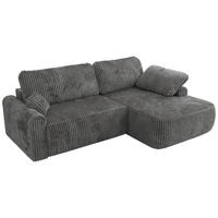 ECKSCHLAFSOFA CUBO L Dunkelgrau Cord - rechts - Dunkelgrau/Schwarz, Kunststoff/Textil (187/273cm) - MKS