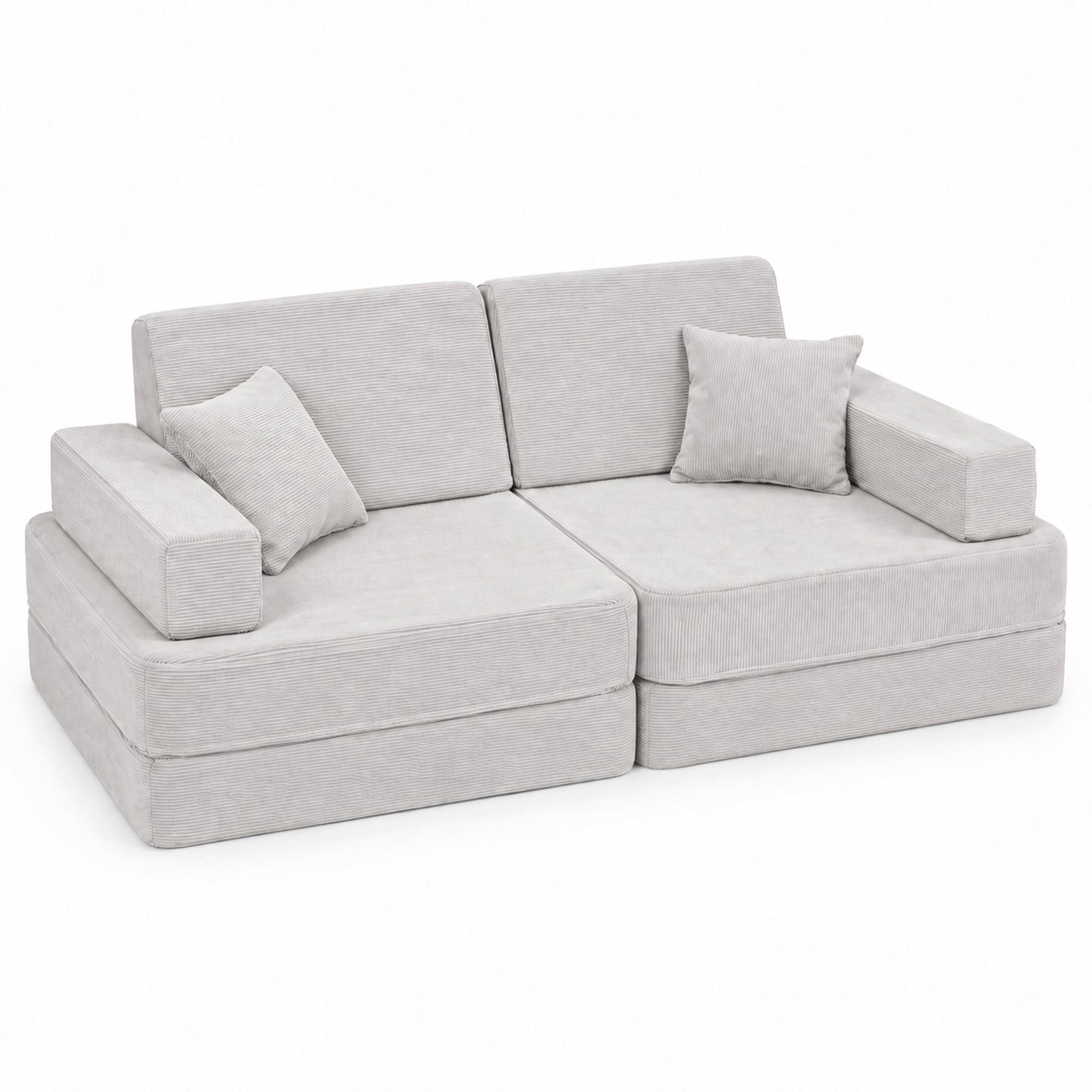 KINDERSOFA Cordsamt Grau - Grau, Textil (160/24/80cm) - AngeLove