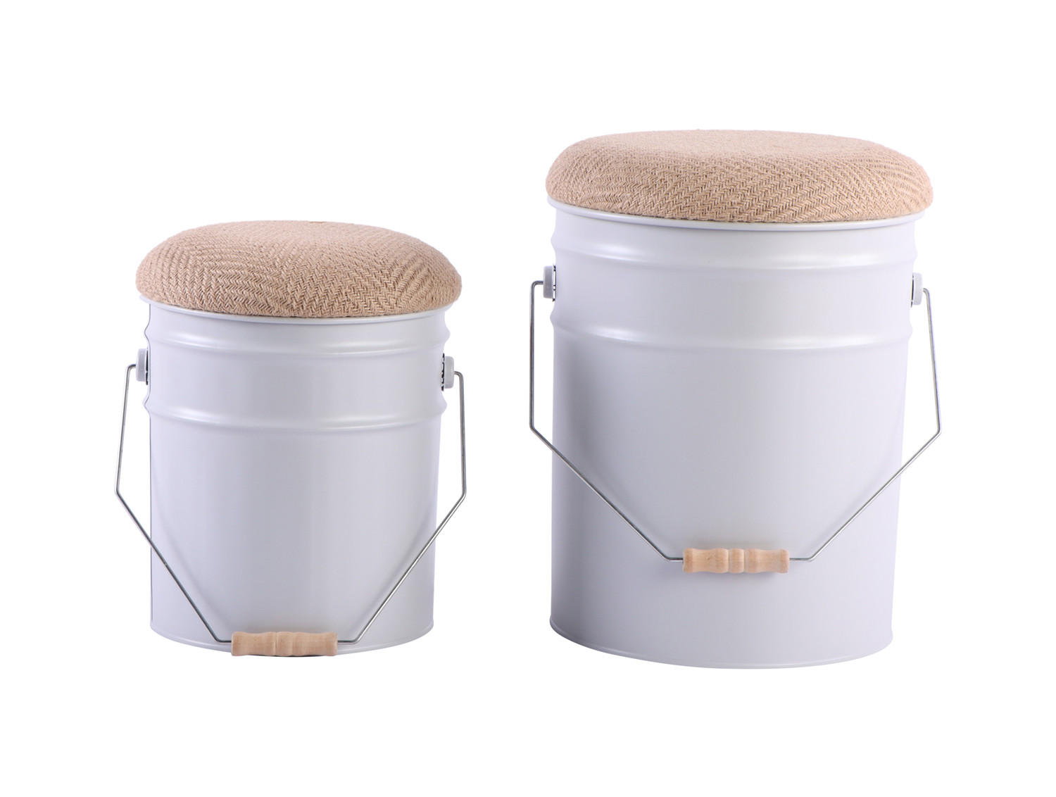 HOCKER Set Buckets 31/31/39 cm - Weiß, Metall (31/39/31cm) - Leitmotiv