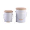HOCKER Set Buckets 31/31/39 cm - Weiß, Metall (31/39/31cm) - Leitmotiv