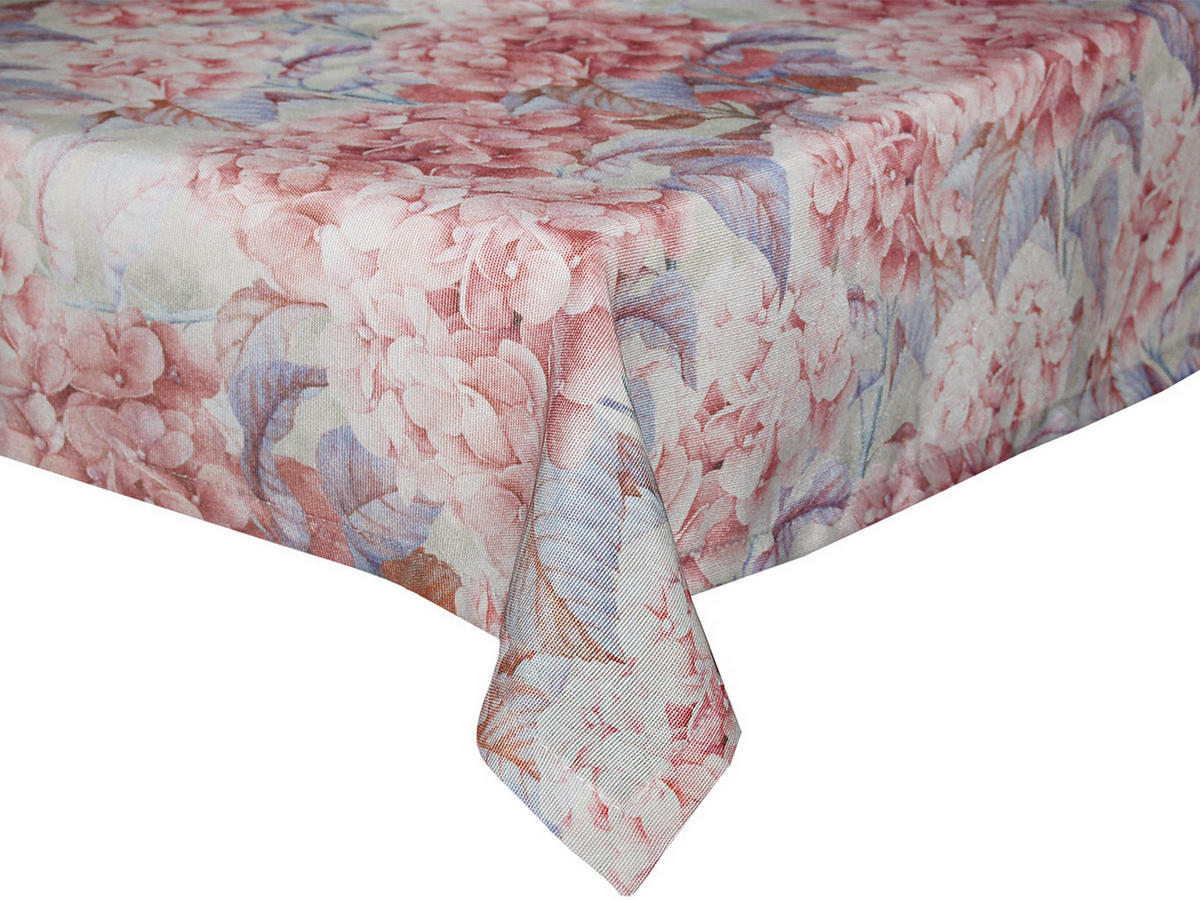 TISCHDECKE Hortensie flieder-mauve Mischgewebe 110/110 cm - Flieder/Mauve, Textil (110/110cm) - beties Heimtextil