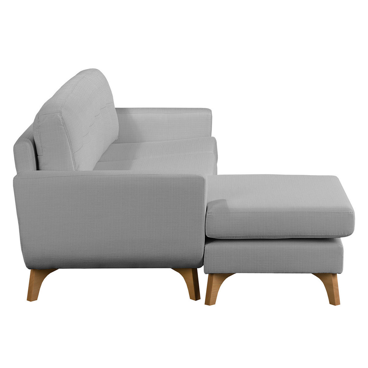 ECKSOFA mit Longchair - Strukturstoff - Grau, Textil (208/150cm) - home24