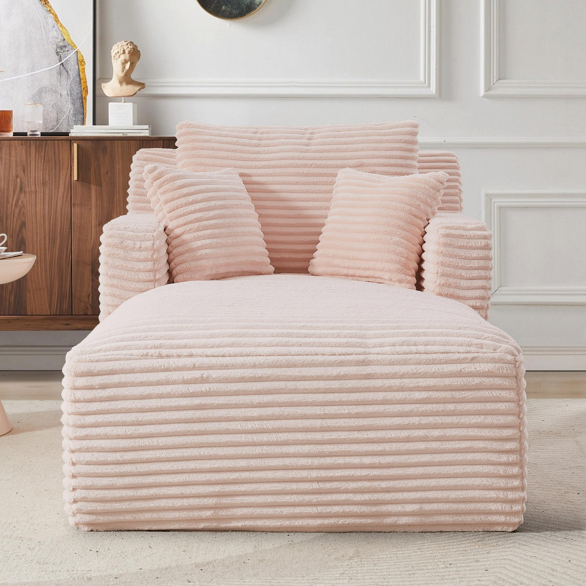 RELAXSESSEL aus Cord Modulare Chaiselongue & ohne Montage - Rosa, Textil (33/127/33cm) - Urban Meuble