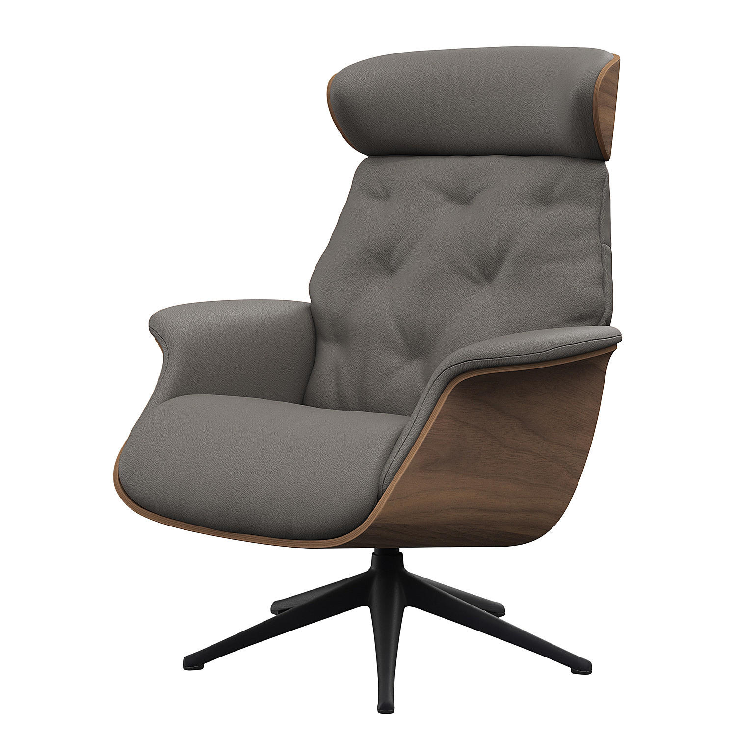 RELAXSESSEL - Echtleder - Schwarz/Grau, Leder/Metall (83/110/83cm) - home24