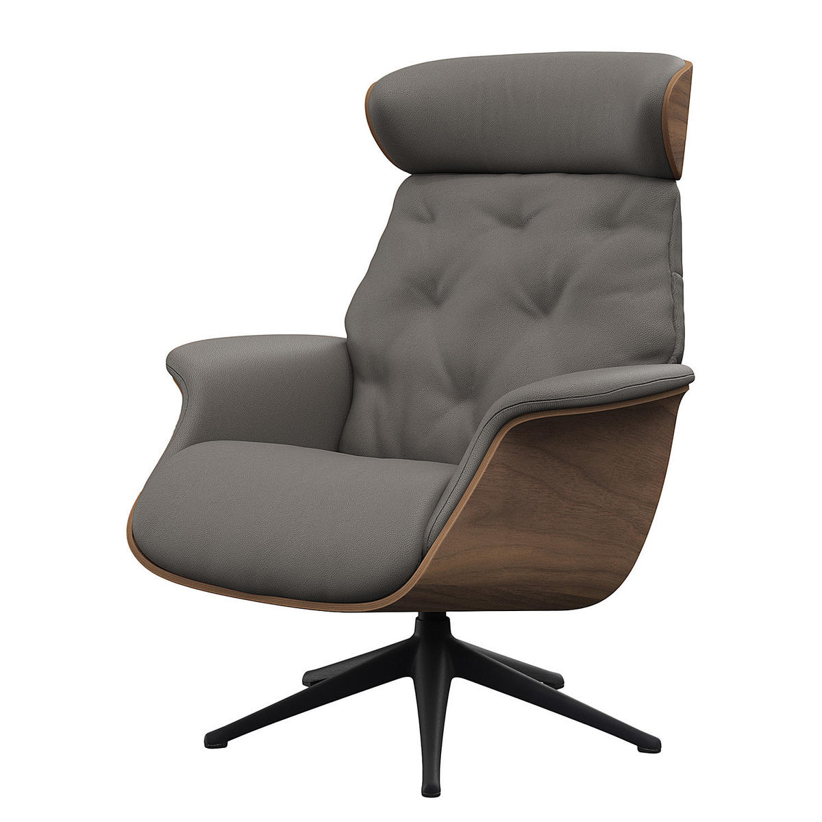 RELAXSESSEL - Echtleder - Schwarz/Grau, Leder/Metall (83/110/83cm) - home24