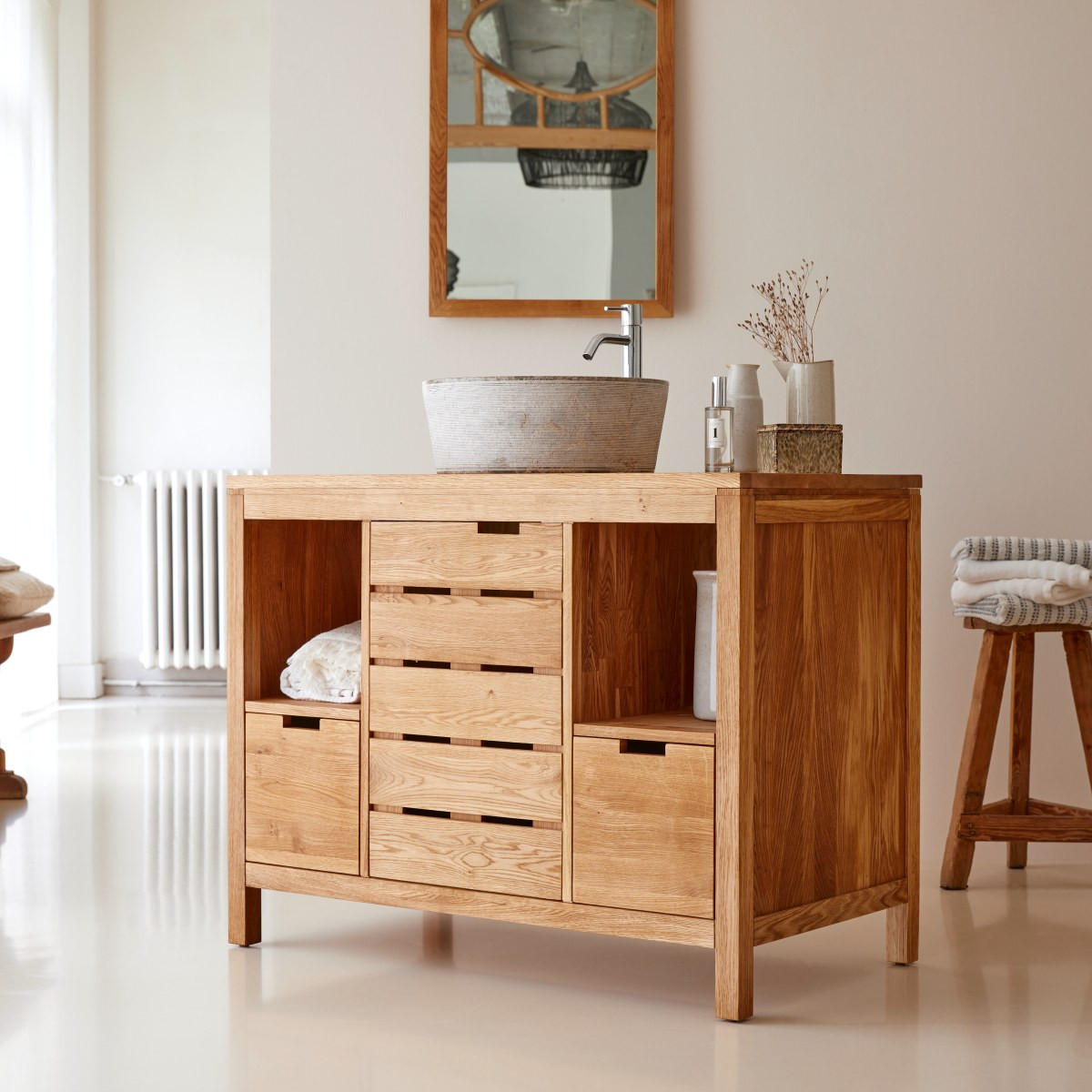 WASCHTISCHUNTERSCHRANK Serena Natur aus Eiche - Naturfarben, Holz (100/78/55cm) - Tikamoon