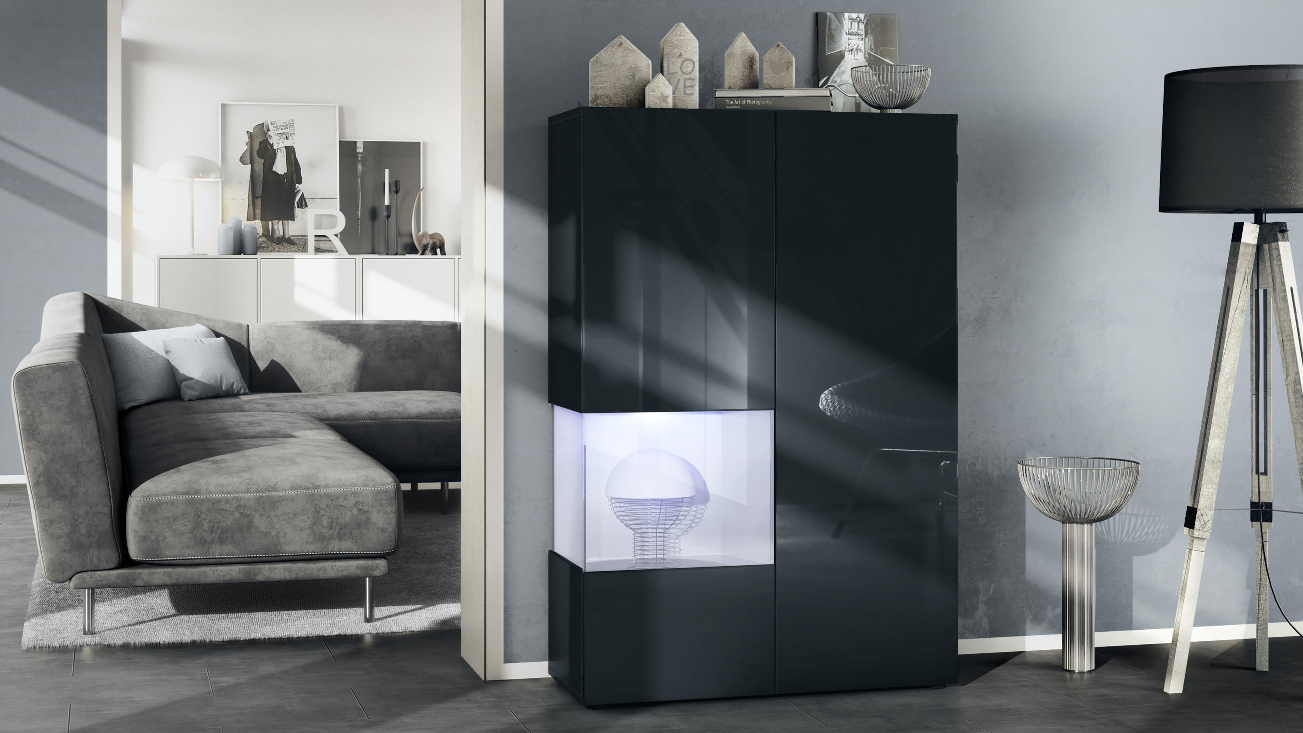 VITRINE Morena Einsatz in Weiß matt - Weiß, Holzwerkstoff (91.5/136.5/37cm) - Vladon