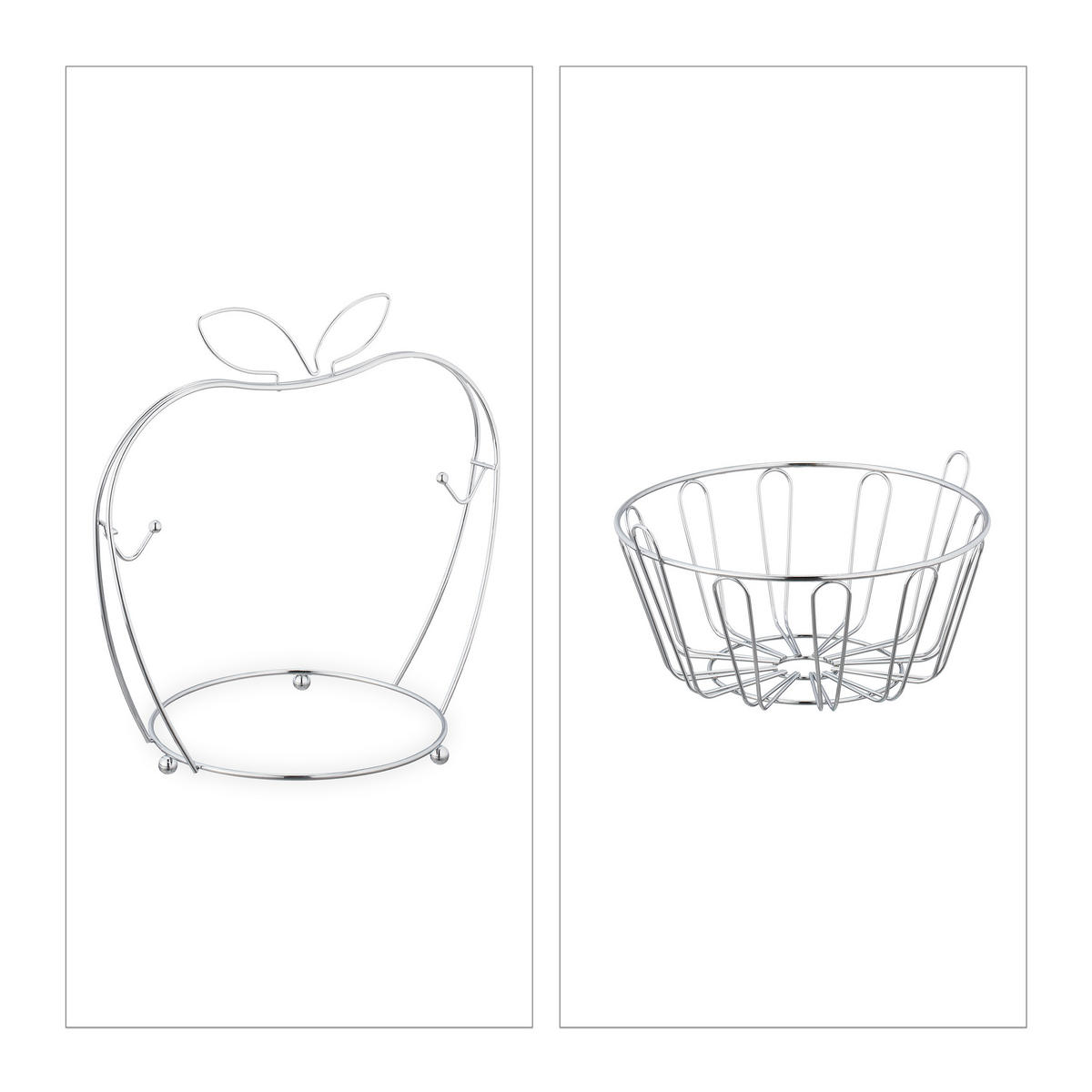 OBSTSCHALE - Silberfarben, Metall (28.5cm) - Relaxdays