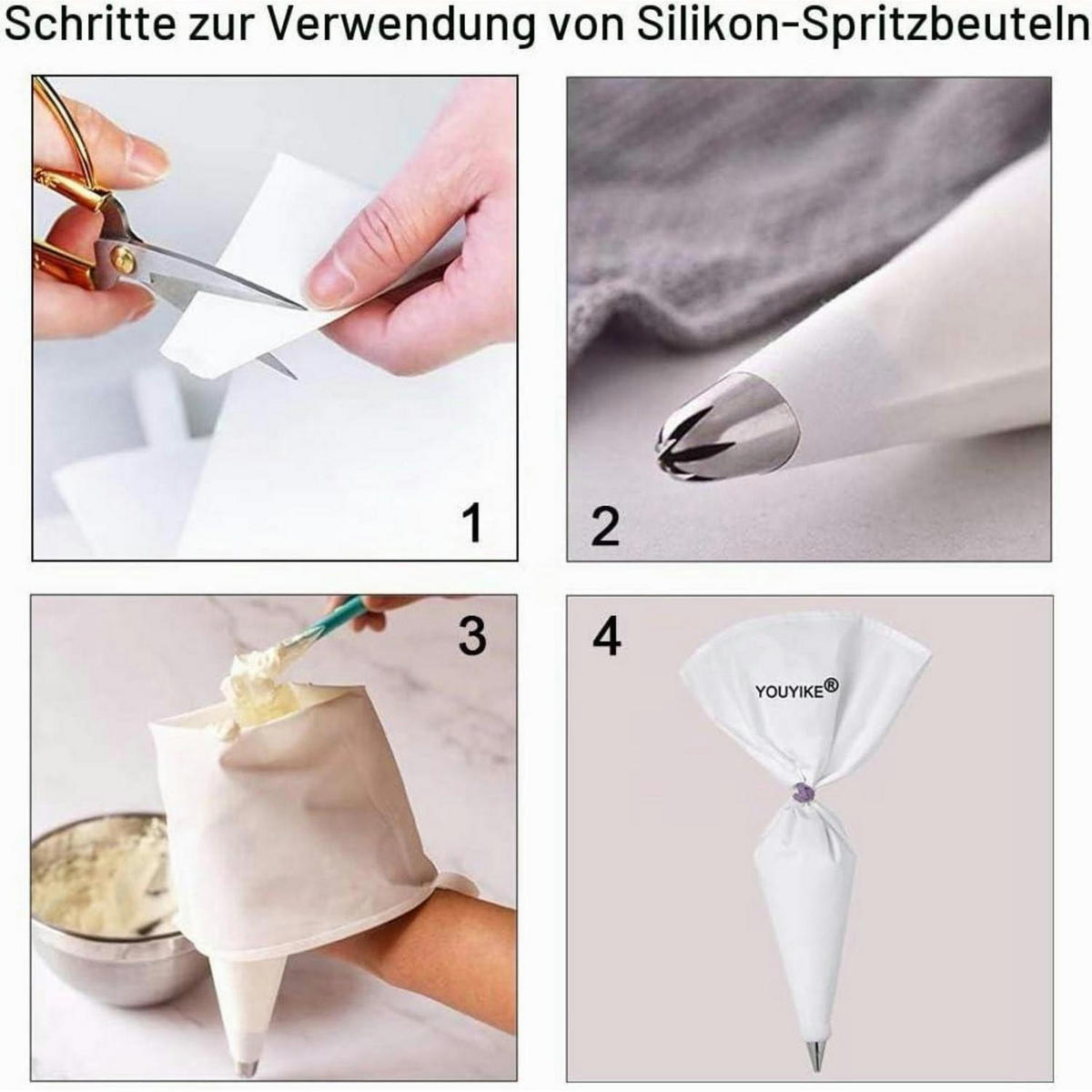 SPRITZBEUTEL 4-teiliges Set Stoff 30-45 cm - Weiß, Textil (45/45/45cm)