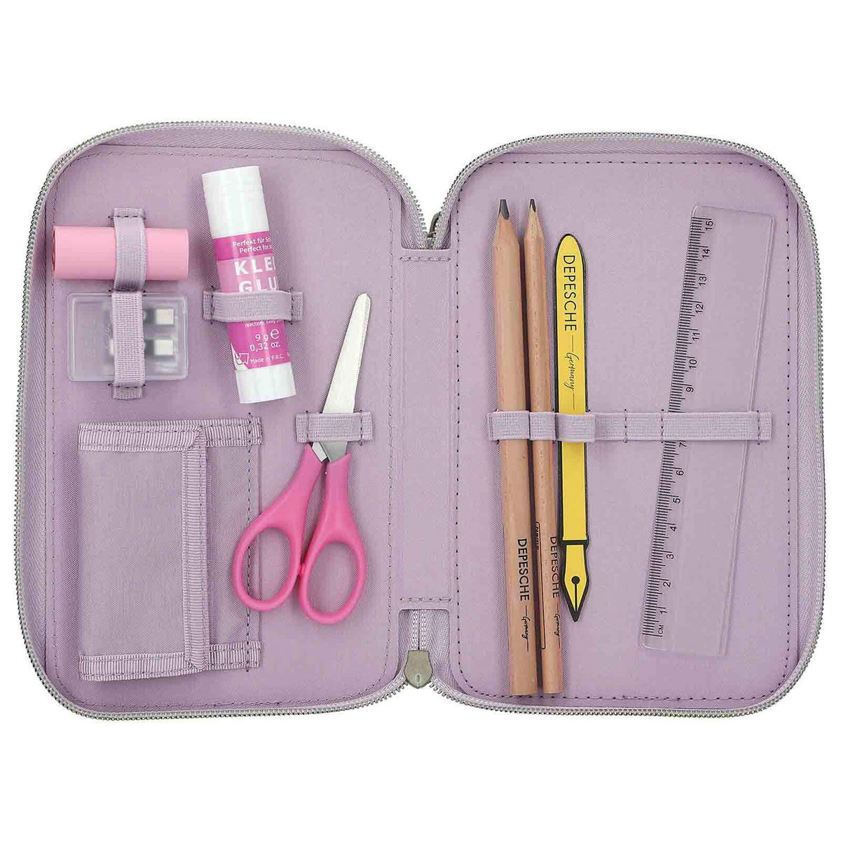 3-FACH FEDERTASCHE COWGIRL TOPModel creme 7,5 x 13 x 20 cm - Creme, Kunststoff (13/20/7.5cm) - Depesche Germany