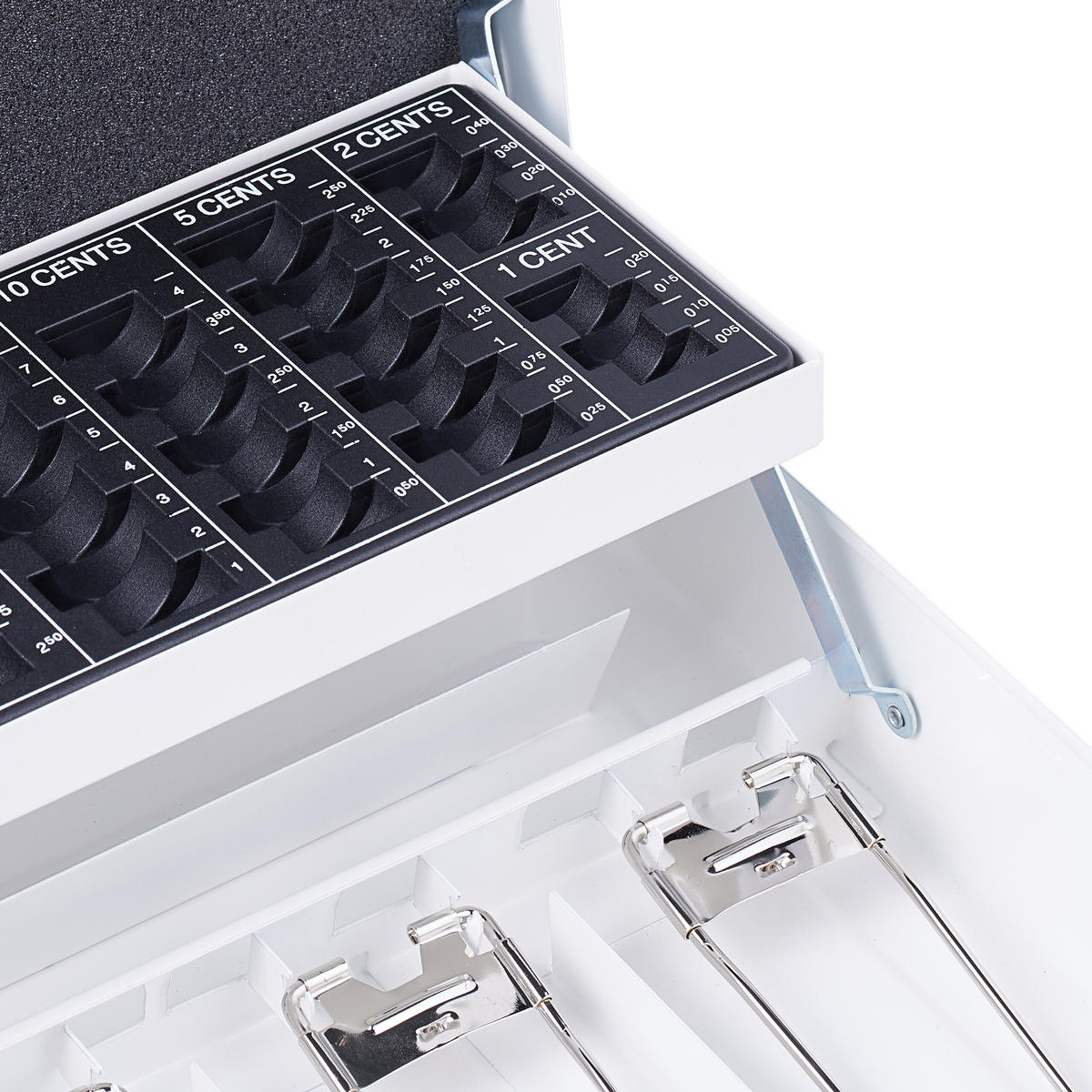 GELDKASSETTE Euro-Münzzählbrett - Weiß, Kunststoff/Metall (30.5/8.5/24.5cm) - Relaxdays
