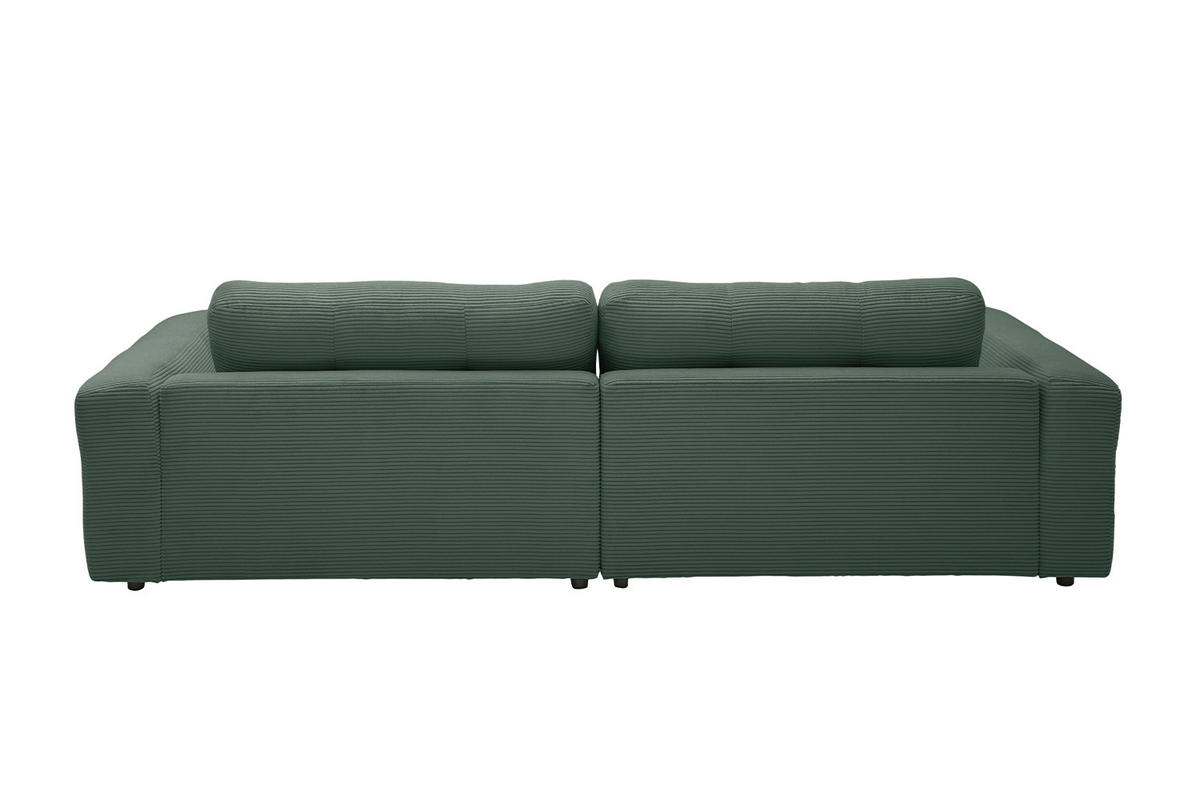 ECKSOFA MIKA Smaragdgrün Cord - Smaragdgrün/Schwarz, Kunststoff/Textil (276/167cm) - KAWOLA