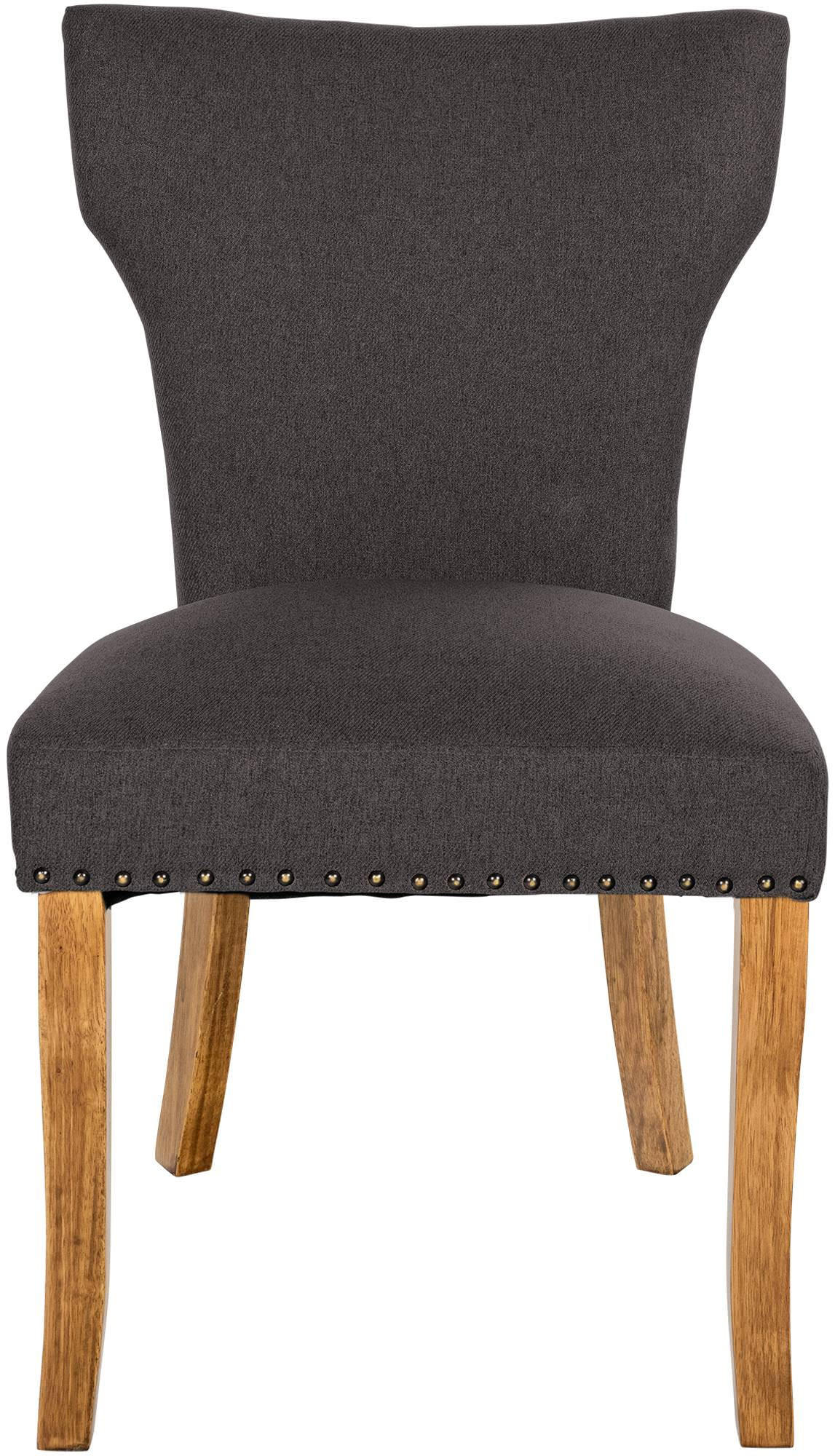 WOHNZIMMERSTUHL 2er Set Stoff dunkelgrau - Dunkelgrau/Naturfarben, Holz/Textil (52/90/59cm) - CLP