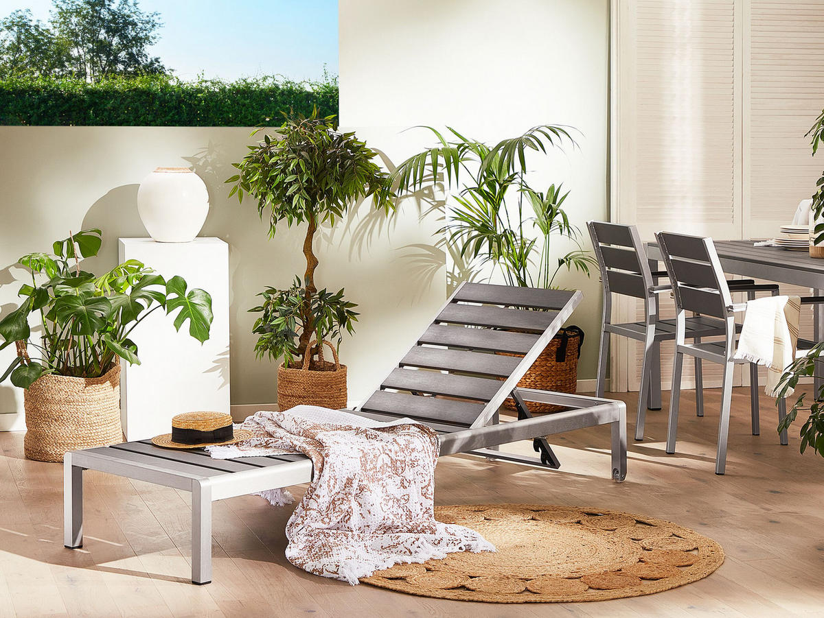 GARTENLIEGE grau Nardo - Grau, Metall (64/93/198cm) - Beliani