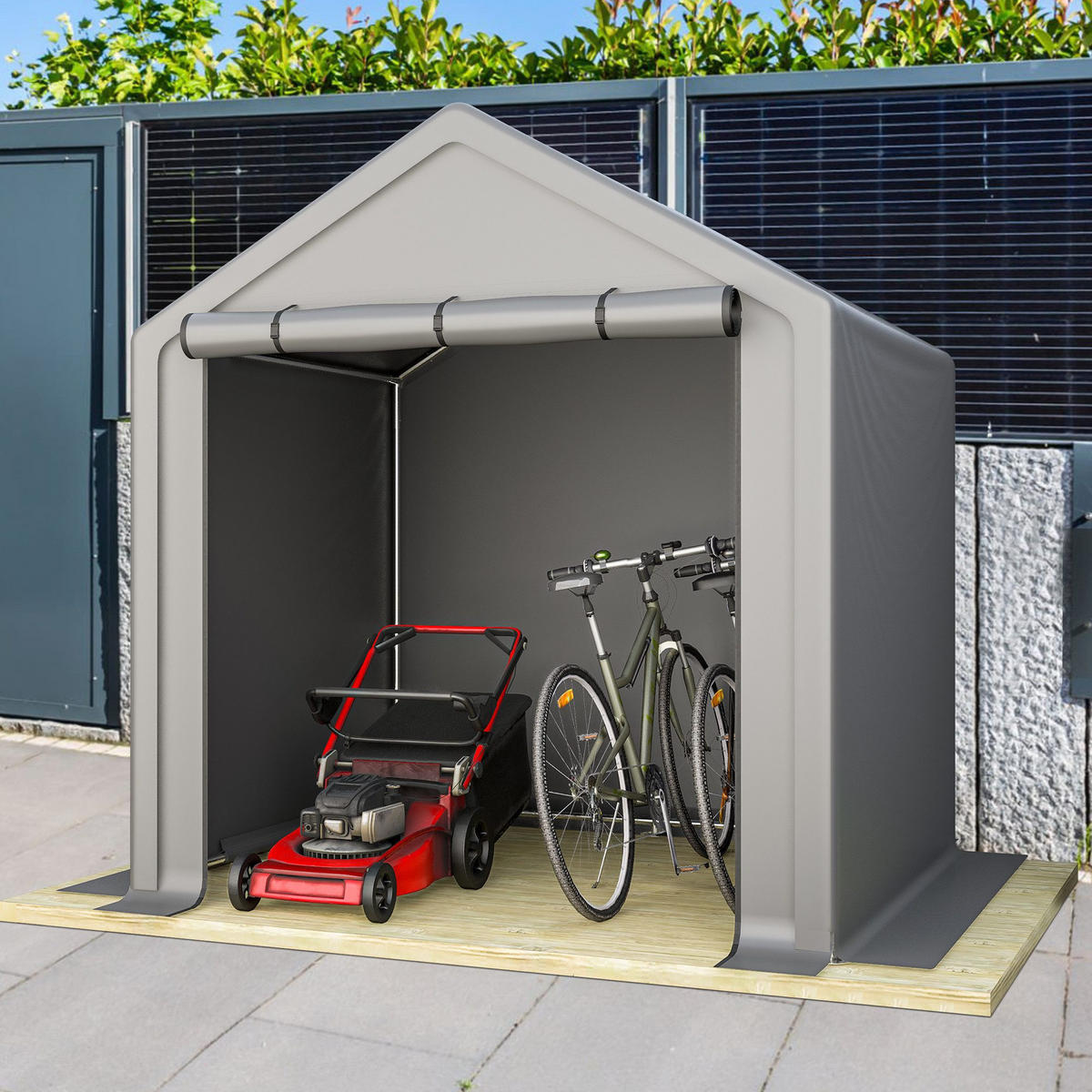 FAHRRADGARAGE, Reißverschlusstür Lagerzelt - Silberfarben, Metall (170/200/190cm) - Gisaae