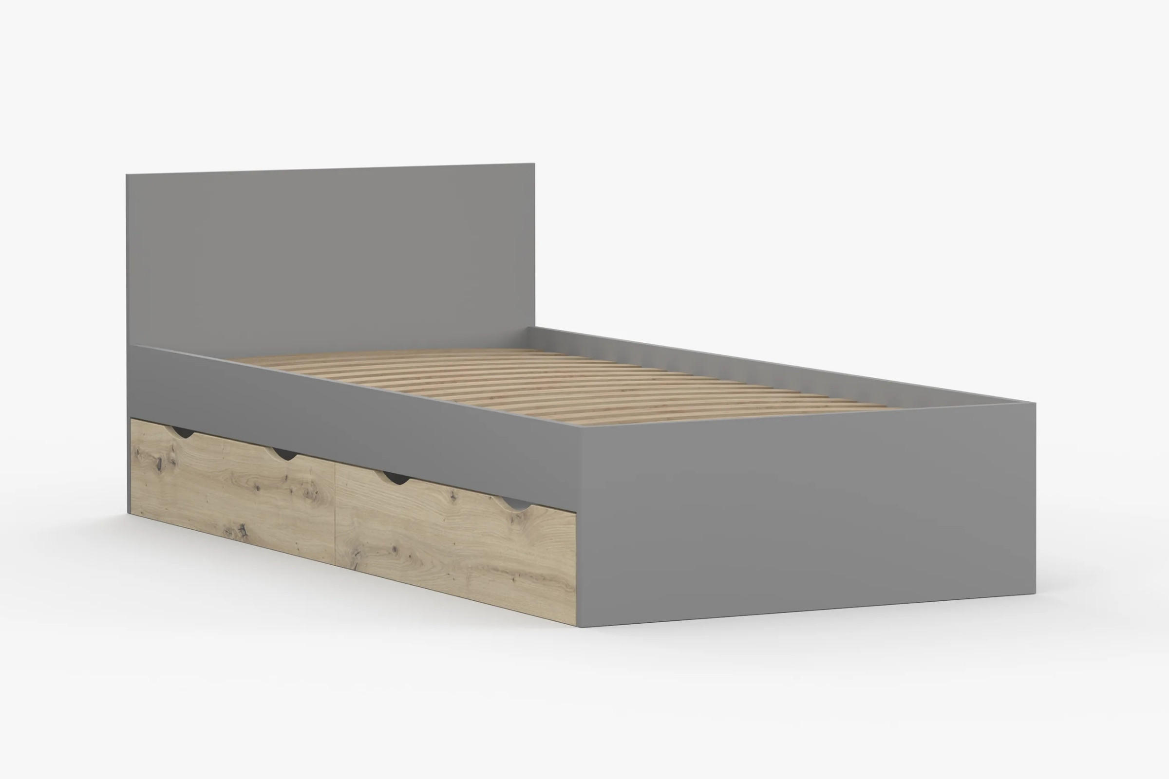 JUGENDBETT JUMI 90/200 in Grau/Eiche Artisan - Eiche Artisan/Grau, Holzwerkstoff (90/200cm) - Deine Möbel 24