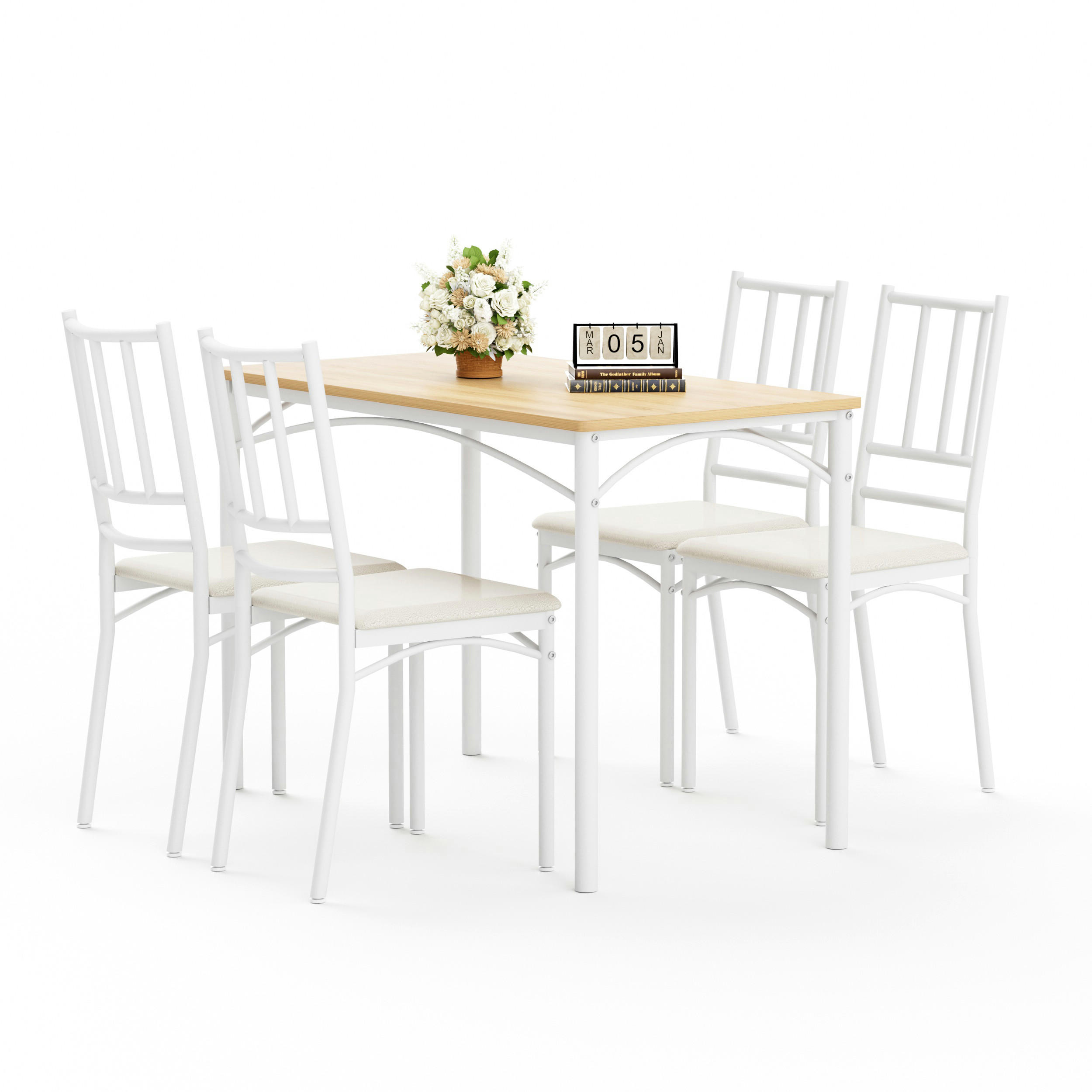 ESSGRUPPE DE-39329 5-teilig, mit 4 Stühlen Natur - Naturfarben, Holzwerkstoff (110/76.5/60cm) - ComfortXL