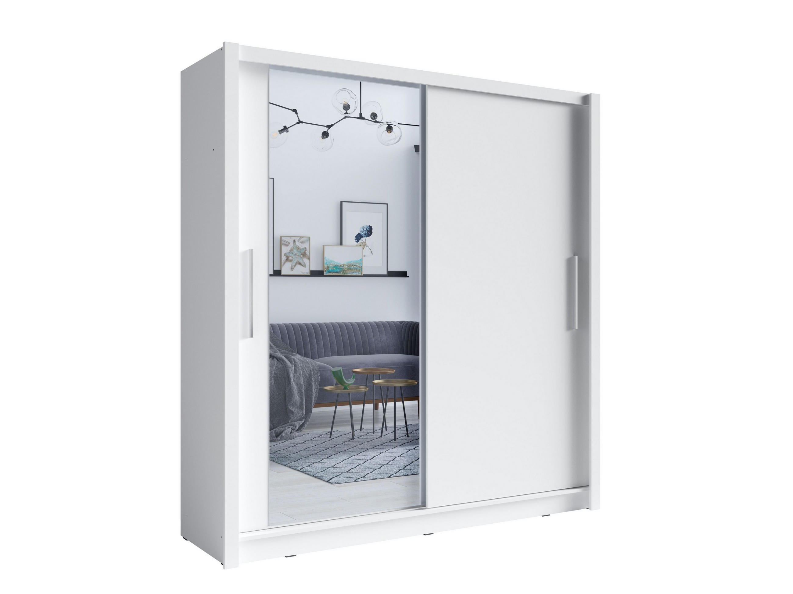 Masseno Schwebetürenschrank Weiß 204.4x214.4x62 cm