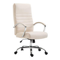 BÜROSTUHL Vallon, Kunstleder Creme - Creme, Textil/Metall (60/118/68cm) - TPFLiving
