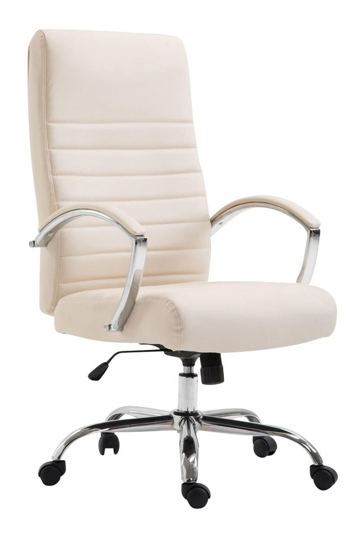 BÜROSTUHL Vallon, Kunstleder Creme - Creme, Textil/Metall (60/118/68cm) - TPFLiving
