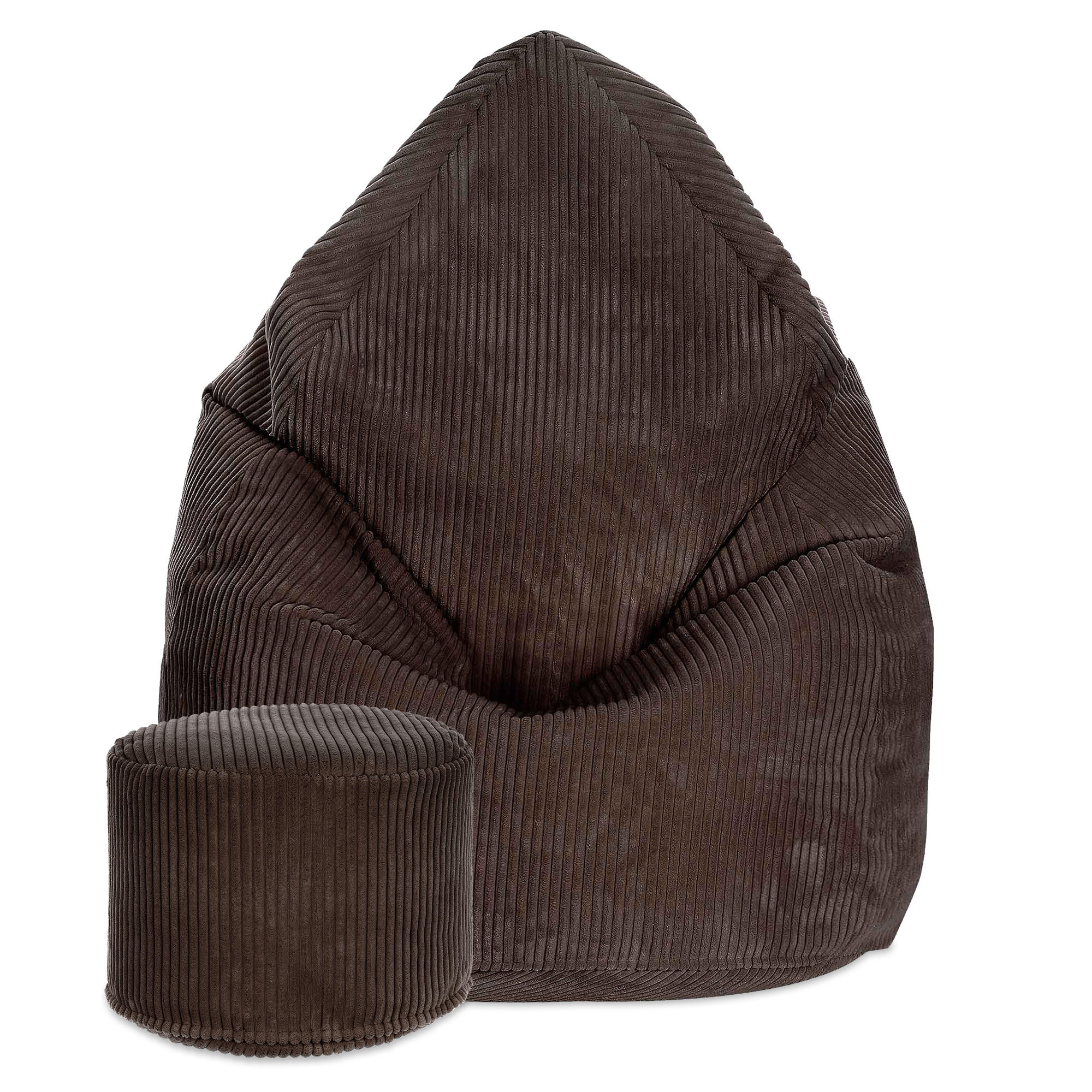 SITZSACK MIT FUßSTÜTZE Kordsamt 2-tlg Dark Chocolate M - Dunkelbraun, Textil (80/120/80cm) - Dreamroots