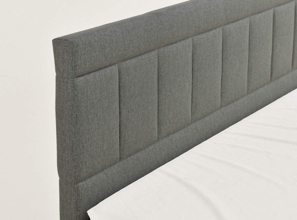 BOXSPRINGBETT Caya 160/200 cm, in Graphit, Bettkasten, Matratze, Topper - Schwarz/Graphitfarben, Holz/Holzwerkstoff (160/200cm) - Maison de Reve