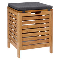 BADHOCKER mit Wäschekorb Bamboo 35/35/49 cm - Braun, Naturmaterialien (35/49/35cm) - 5five Simply Smart