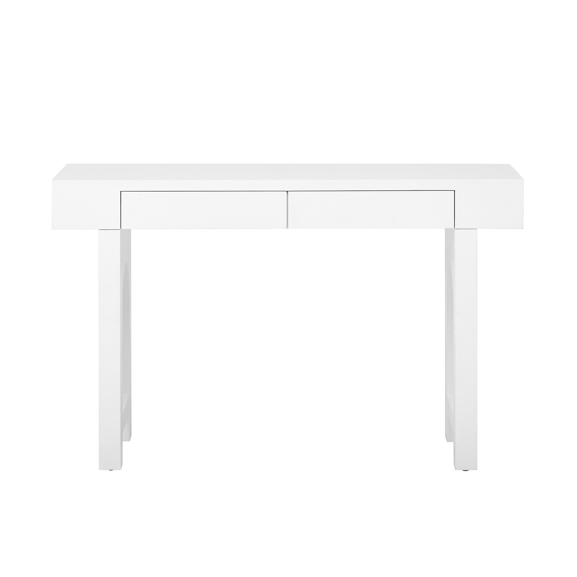 KONSOLENTISCH 120/35,5/76,5 cm Weiß aus MDF mit 2 Schubladen und Steckdosenleiste - Weiß, Holzwerkstoff (120/35.5/76.5cm) - OKWISH