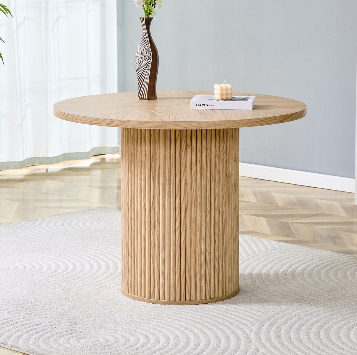 JÍDELNÍ stůl 100/100/76 cm v přírodním dekoru z MDF a kovu s úložným prostorem - přírodní, kompozitní dřevo (100/100/76cm) - OKWISH