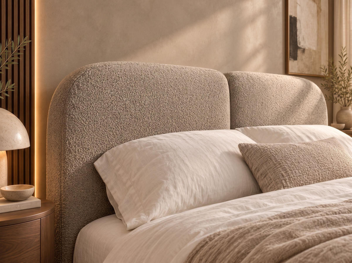POLSTERBETT Sogno Taupe 160x200 cm, mit Bettkasten und weichem Kopfteil, Bouclé - Taupe, Holzwerkstoff/Textil (160/200cm) - Bettso