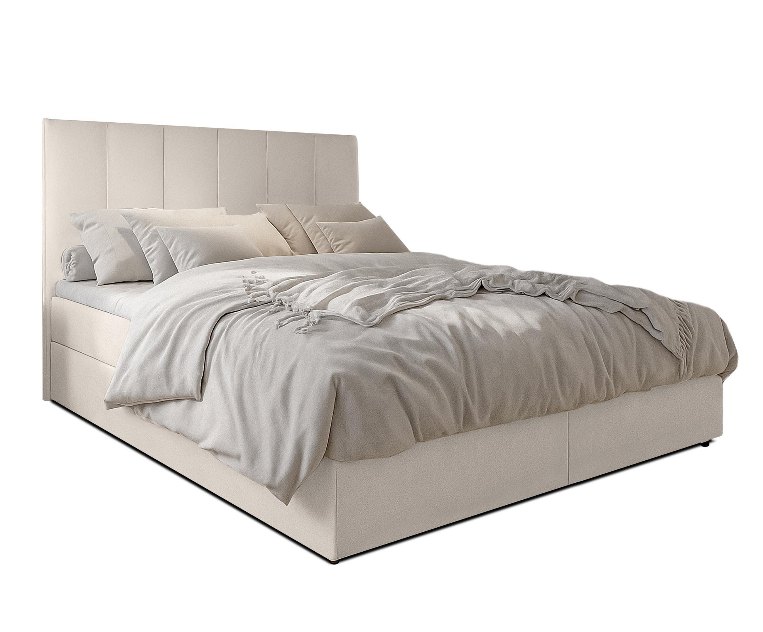 BOXBETT MEREA 180x200 cm mit Bettkasten und Matratze - Beige - Beige/Schwarz, Holz/Holzwerkstoff (180/200cm) - AX Living