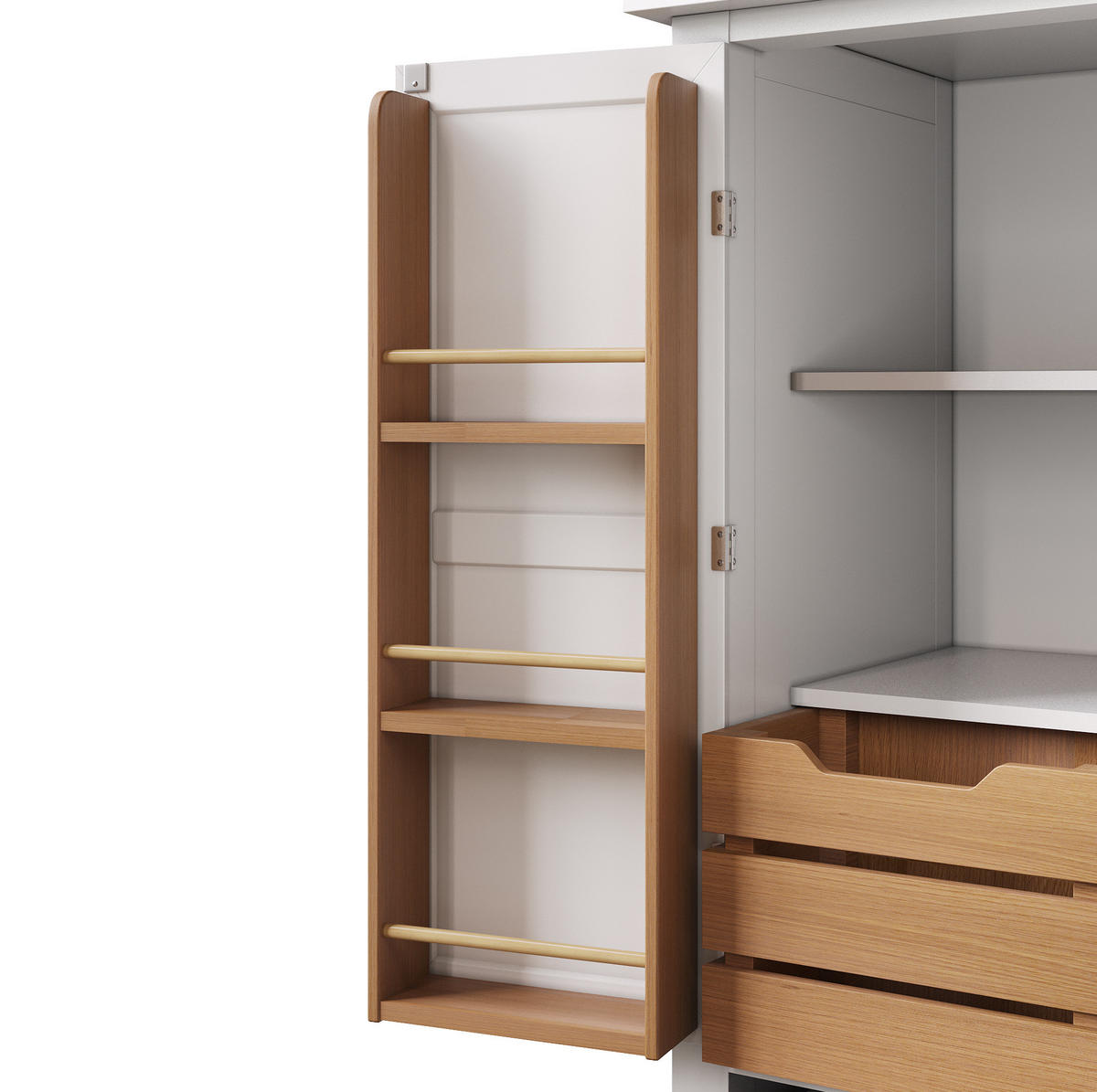 KÜCHENSCHRANK mit 5 Schubladen 80x40x140 cm MDF Weiß - Weiß, Holzwerkstoff (40/140/80cm) - Meubliv
