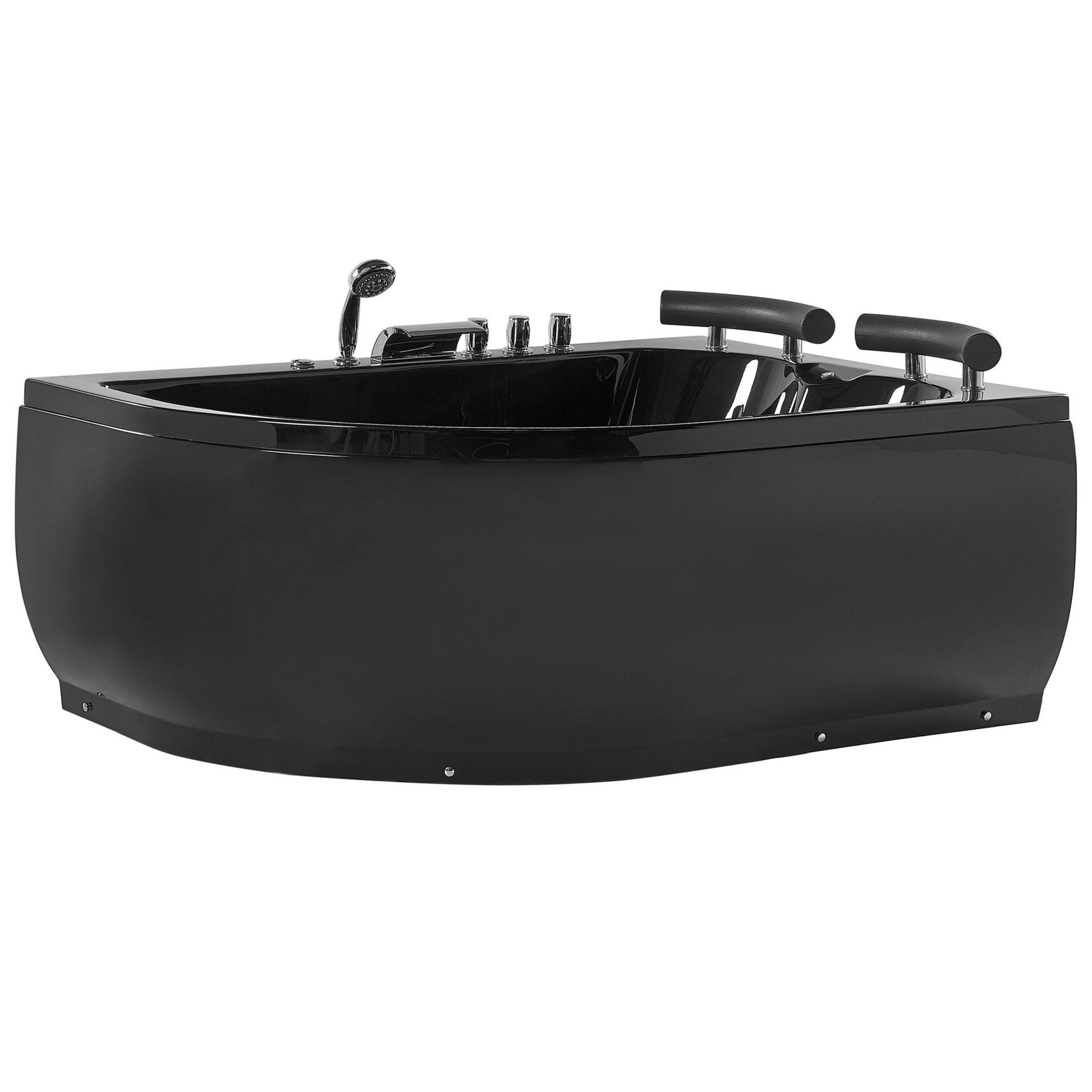 WHIRLPOOL-BADEWANNE mit LED 113x160x63 cm schwarz Paradiso - Schwarz, Kunststoff (113/63/160cm) - Beliani