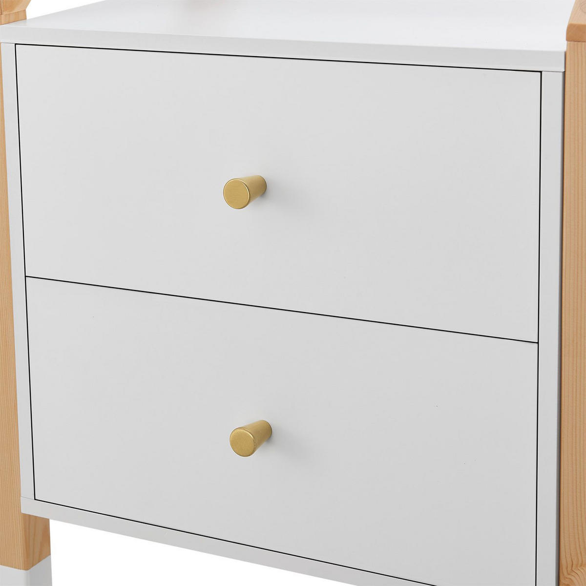 NACHTTISCH Enny mit 2 Schubladen Kinder - Weiß, Holz (30/55/46cm) - Juskys