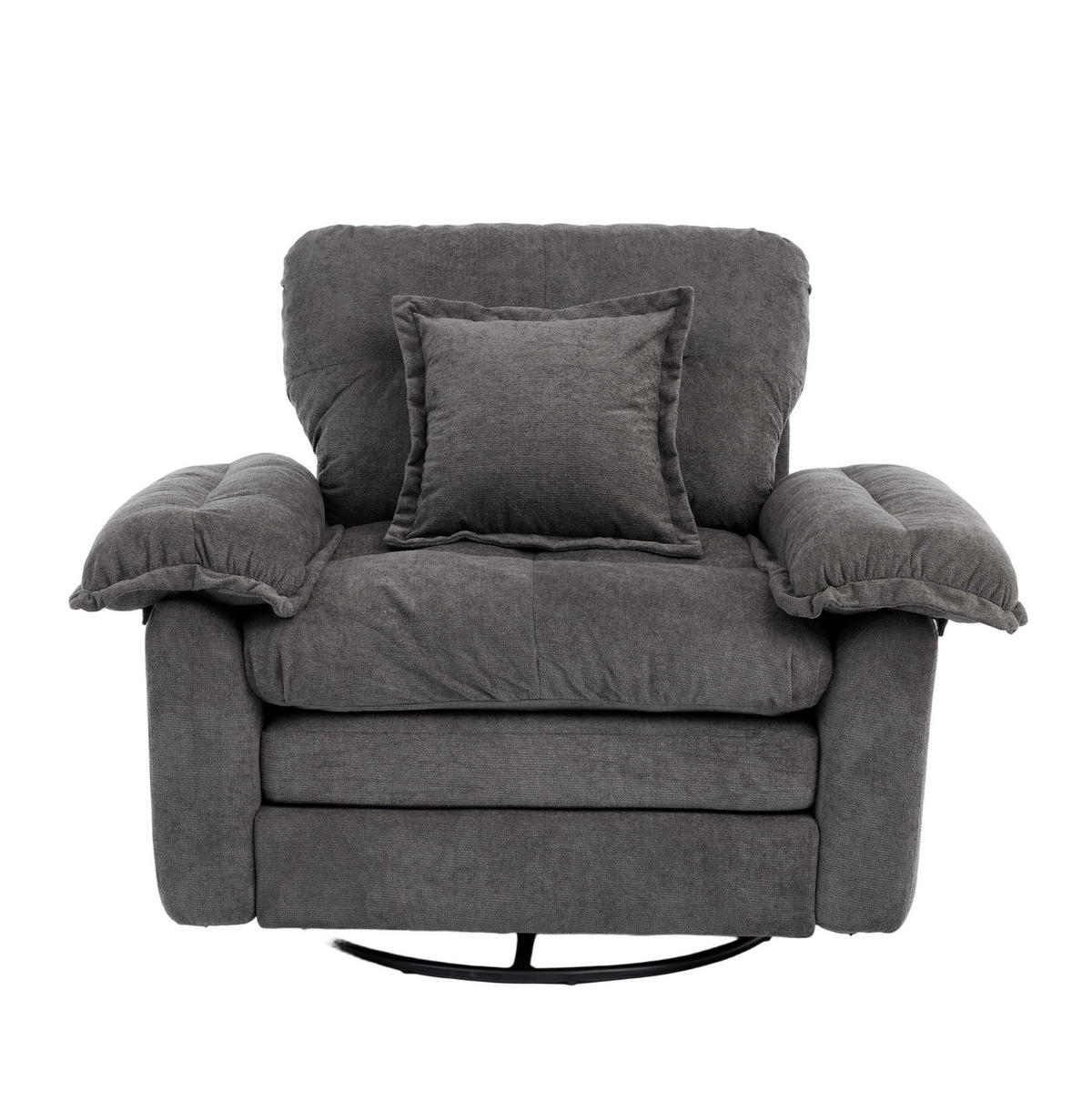 DREHSESSEL 360° Chenille-Bezug mit Metallfuß 116/84/96 cm Grau 136 kg belastbar - Grau, Textil (84/96/116cm) - Redom