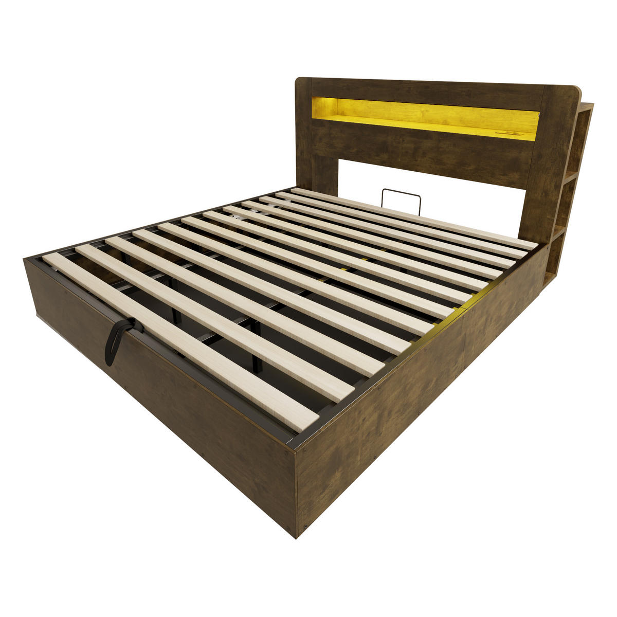 BETT mit Stauraum 180x200 cm Wood 3-tlg. - Birnbaumfarben, Holzwerkstoff (180/200cm) - Meubliv