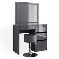 SCHMINKTISCH Sherry Anthrazit 90 cm mit LED Spiegel und Hocker - Anthrazit, Holzwerkstoff (90/75/40cm) - Vicco