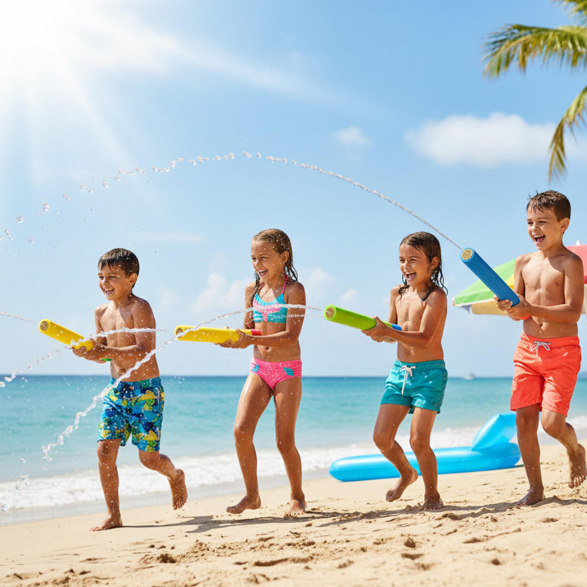 WASSERPISTOLE XXL 4er Set 54-92 cm Bunt, Wasserblaster, Wasserspielzeug, Poolspielzeug, Strandspielzeug, Gartenspielzeug, Outdoor Spielzeug, Sommer - Multicolor, Kunststoff (95/35/10cm) - Sena