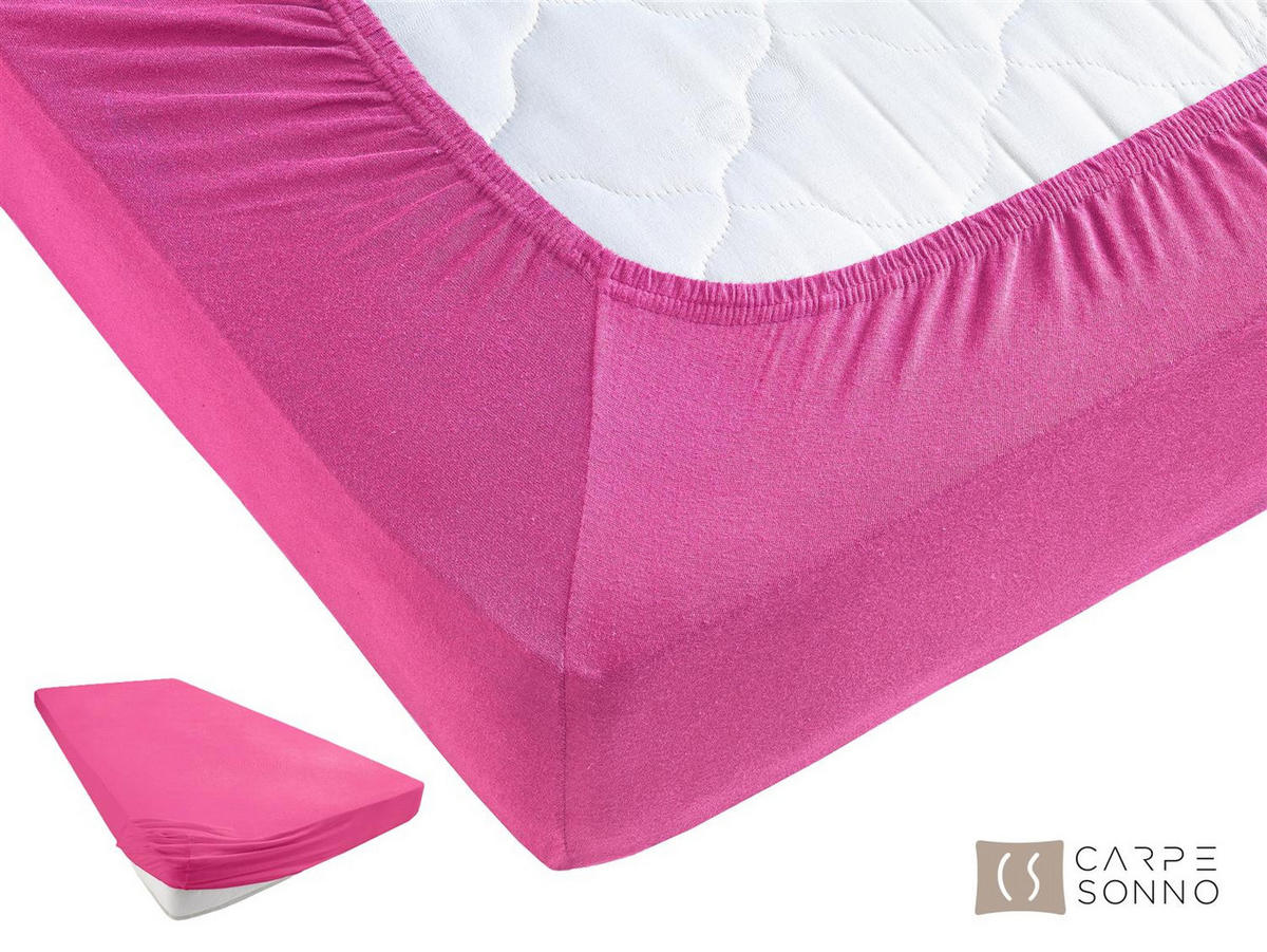 JERSEY-SPANNBETTLAKEN 160x200 cm aus 100% Baumwolle, Bettlaken Pink Uni - Pink, Textil (160/200cm) - Carpe Sonno