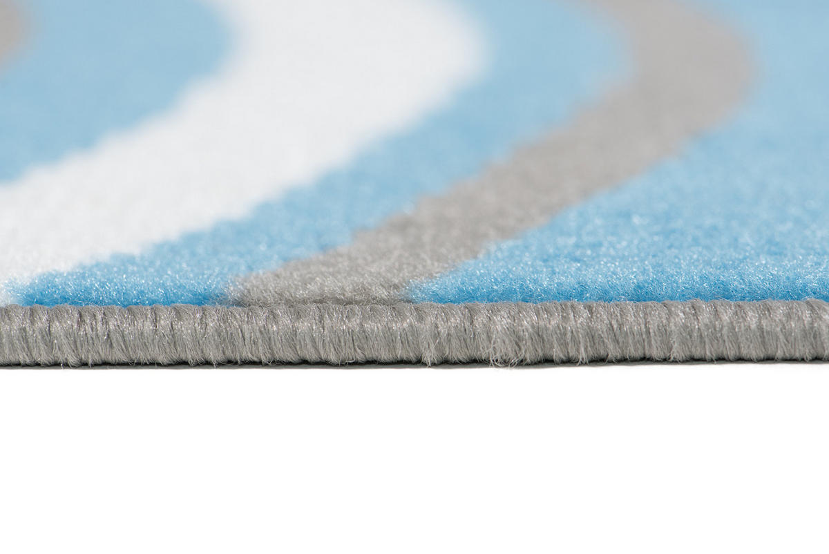 TEPPICH MAYA Blau Geometrisch Kreise Vierecke 220/300 cm - Blau, Textil (220/300cm) - Tapiso