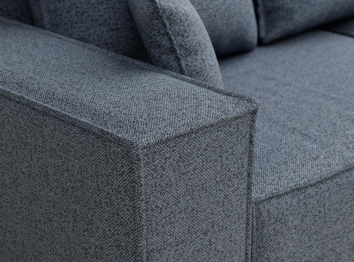 ECKSOFA MIT SCHLAFFUNKTION Moyo Blau Grau Webstoff - Blaugrau/Schwarz, Holz/Holzwerkstoff (255/148cm) - Maison de Reve