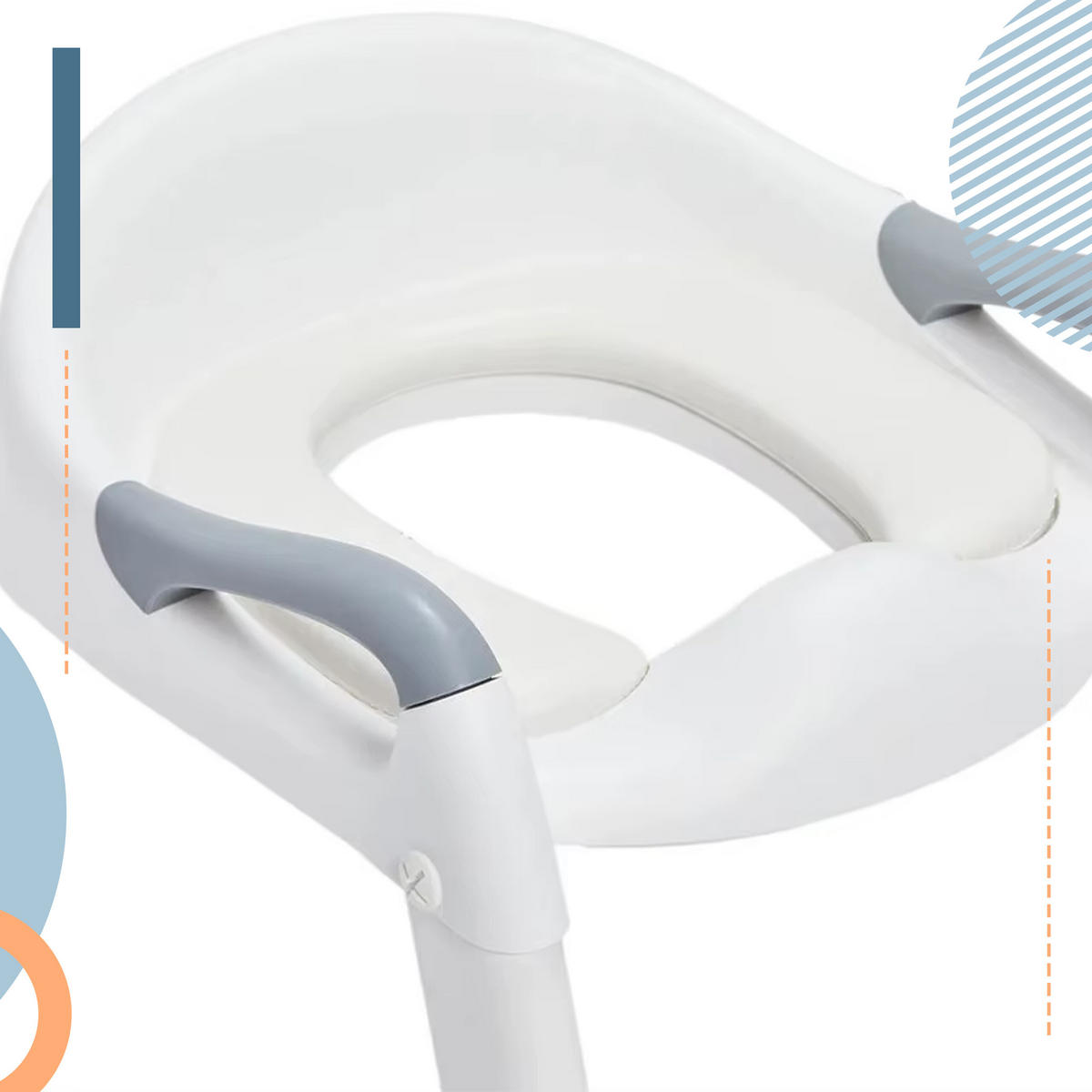 TOALETNÉ SEDADLO Sivo-biele s rebríkom - viacfarebná, plast (35/55/44cm) - Relaxdays