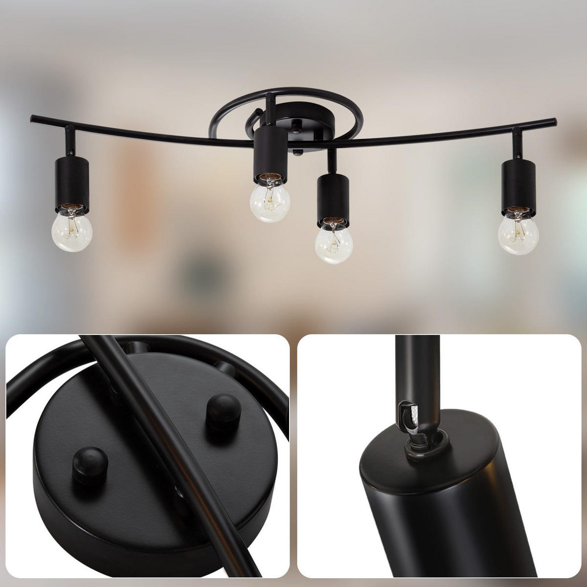 DECKENLEUCHTE Leighton 67/10/20cm - Schwarz, Metall (67/10/20cm) - Nettlife