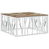 COUCHTISCH Silbern Edelstahl und Altholz Massiv - Silberfarben, Metall (80/80/40cm) - furnicato